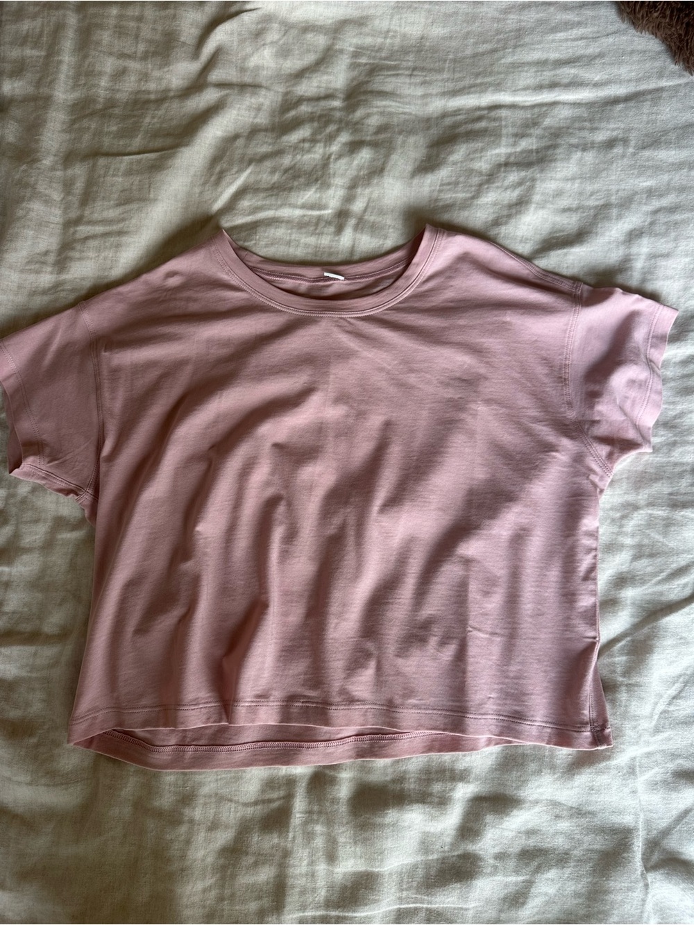 lululemon athletica Boxy Crew Crop Tee — Soft Pink